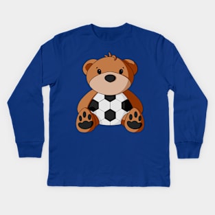 Soccer Teddy Bear Kids Long Sleeve T-Shirt